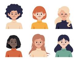 Diverse cartoon characters with varied hairstyles vector