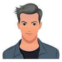 Handsome man avatar in modern flat style, featuring trendy short hairstyle and casual outfit. Ideal for profile icons, app UI, business avatars, and male illustrations. vector