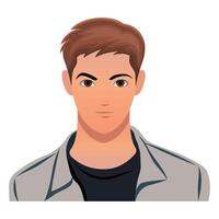 Flat avatar of young man with short brown hair and casual outfit. Ideal for profile icons, web avatars, male characters, app design, and branding illustrations. vector