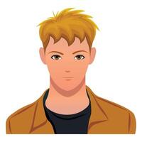 Stylish young man avatar with messy blonde hair in flat style. Great for profile icons, male illustrations, app UI, web avatars, and branding visuals. vector
