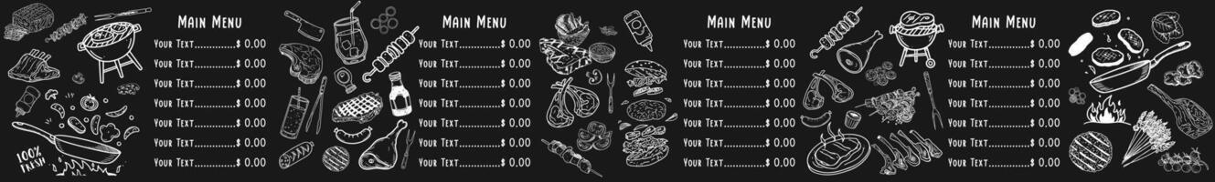 A hand-drawn chalkboard menu designed specifically for a vintage restaurant menu. vector