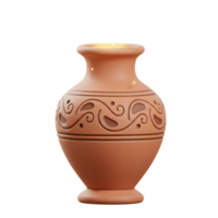 A brown earthenware jar is surrounded by yellow sparkles emitting from its opening, which can be used as decoration. png