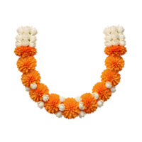 A beautiful flower garland features orange chrysanthemums and white buds, perfect for decorative purposes. png