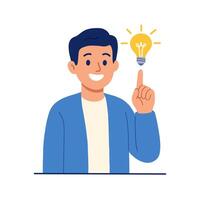 Modern Flat Illustration of a Man with Light Bulb Idea Character vector