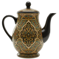 Ornate Metal Teapot with Decorative Patterns png