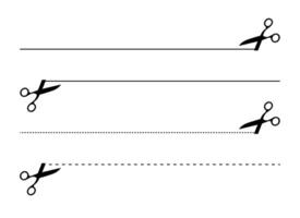 Set of Dotted and Plain Scissor Cutting Lines Cutting Lines Set vector