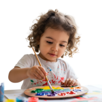 Young child playing with colorful toys on floor happily png