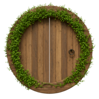 Wooden barrel with metal bands and rustic storage container png