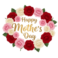 Mothers Day card with red roses and celebratory message png