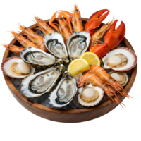 Seafood platter with oysters and fresh ocean delicacies arranged png
