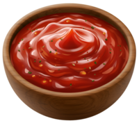Red sauce in white bowl with smooth creamy texture png