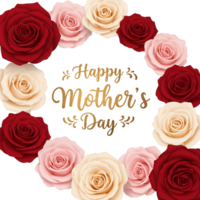 Mothers Day greeting card with red roses and message png