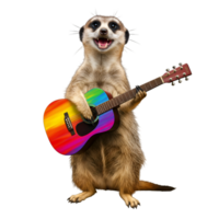Cartoon musician character playing guitar with musical instrument performance png