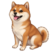 Golden shiba inu dog with pointed ears and alert png