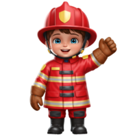 Firefighter in red uniform and helmet holding safety equipment png