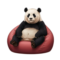 Giant panda sitting in red circular bowl or container png