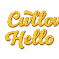 Golden yellow text logo reading follow us on social png