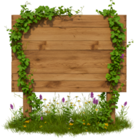 Blank wooden rectangular sign with natural wood grain texture png