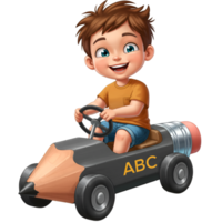 Child with toy car and imaginative play activities png
