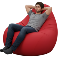 Red bean bag chair with comfortable casual seating png
