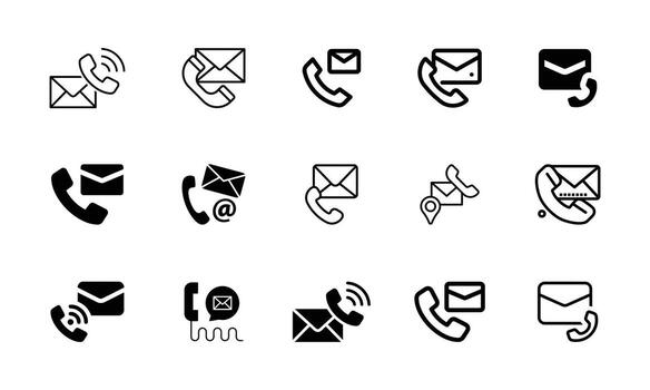 Call and mail Us icon set. Related to business, location, globe, service, mail, envelope, pin. Thin linear style icons. Minimalist editable stroke. vector