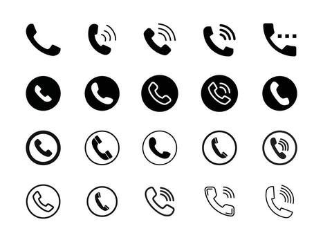 llamada icono colocar. Delgado línea llamada íconos colocar. llamada símbolos conjunto de diferente estilo vector