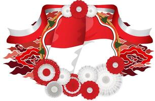 Decorative flag and colorful rosettes vector