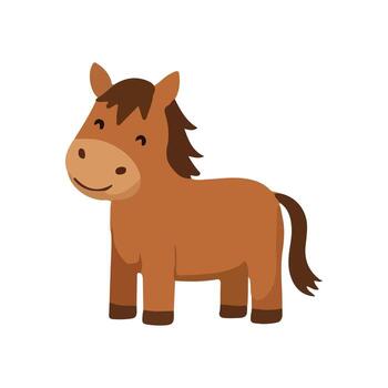 sonriente poni con ondulado cola en blanco antecedentes vector