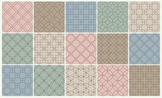 Collection of seamless geometric ornamental patterns. Tile oriental vintage backgrounds. Trendy pastel colors - delicate design. Endless fabric prints in retro style vector