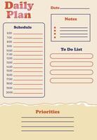 A simple daily planner for notes and labels. A design template for productivity. illustration in a flat style vector