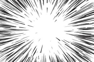 Manga speed lines effect. Comic radial anime background. Perspective action motion and rays of burst. Explosion frame with glow and roar power. Concentric bg vector