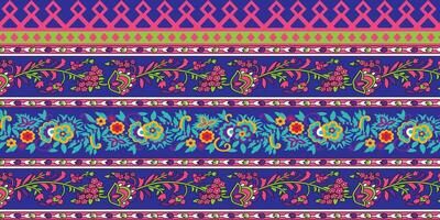 Abstract Digital Hand Drawn repeat border illustration. Indian, geometric, ethnic and floral border ready vector