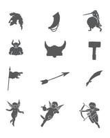 Medieval Fighters Silhouette Bundle Pack Preview. vector