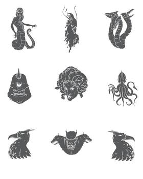 Cosmic Visitors in Abstract Alien Style. vector