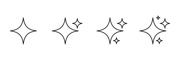 Set of liner sparkle star icon collection. Star burst symbol. vector