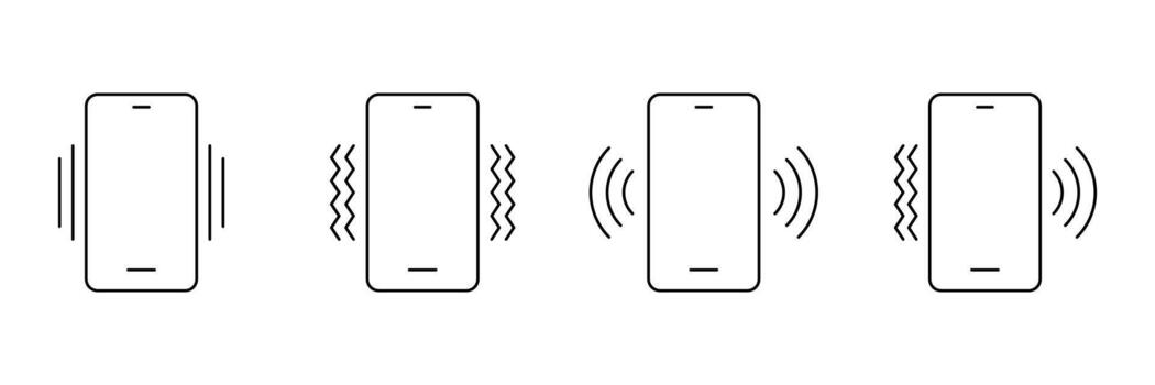 Set of liner ring and vibration mode icon collection. Silent, sound and vibration mode symbol. vector