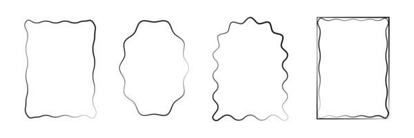 Set of liner squiggle curve rectangle and oval symbol collection. vector