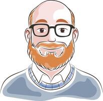 ginger red hair man with beard doodle style vector