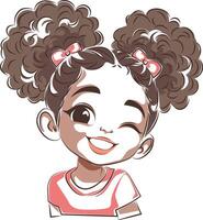cute curly afro girl doodle style vector