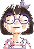 happy smiling girl doodle style vector