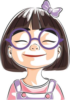 happy smiling girl doodle style