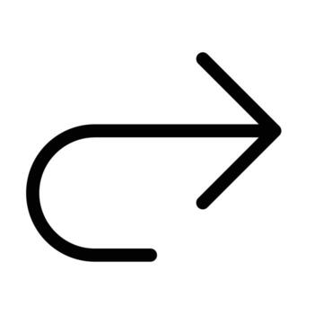 Reverse right arrow icon for redo, repeat, forward, and next actions. vector