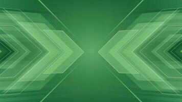 Dynamic green background with layered abstract arrows and geometric shapes perfect for modern technology business or digital presentations vector