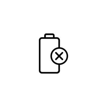 batería conexión error monoline icono vector