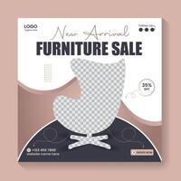 Modern furniture social media post banner template, home interior sale banner or social media post template, furniture web banner design vector