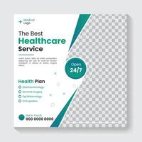 Professional medical healthcare service social media post template design. Clinic or hospital digital marketing flyer for web. vector