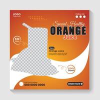 Orange juice social media post and juice web banner template vector