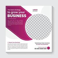 Digital marketing agency business promotion social media post design and square web banner template vector