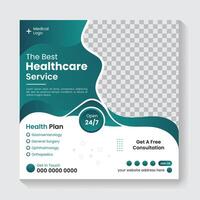 Modern medical healthcare social media post templates, ads promotion marketing square web banner designs for hospitals clinics doctors and health services, vector