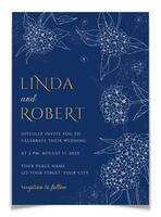 Wedding Invitation Card with Hydrangea Flowers. vector